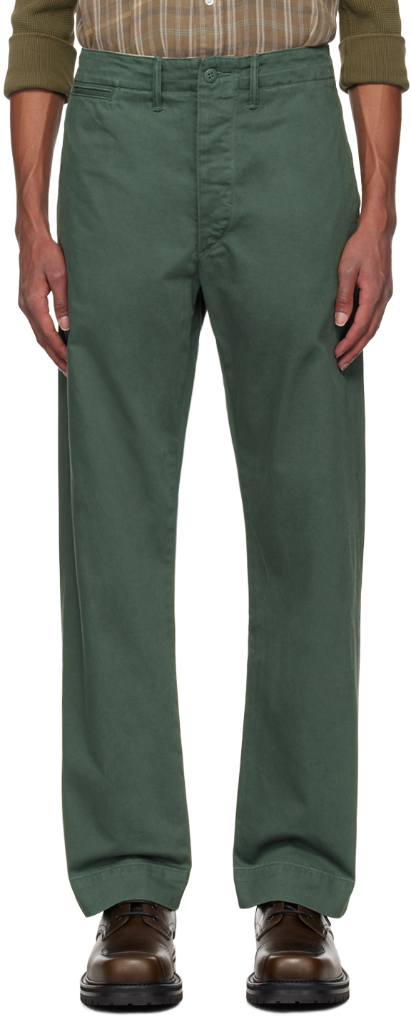 Shop Rrl Green Twill Field Trousers In Gas Station Green