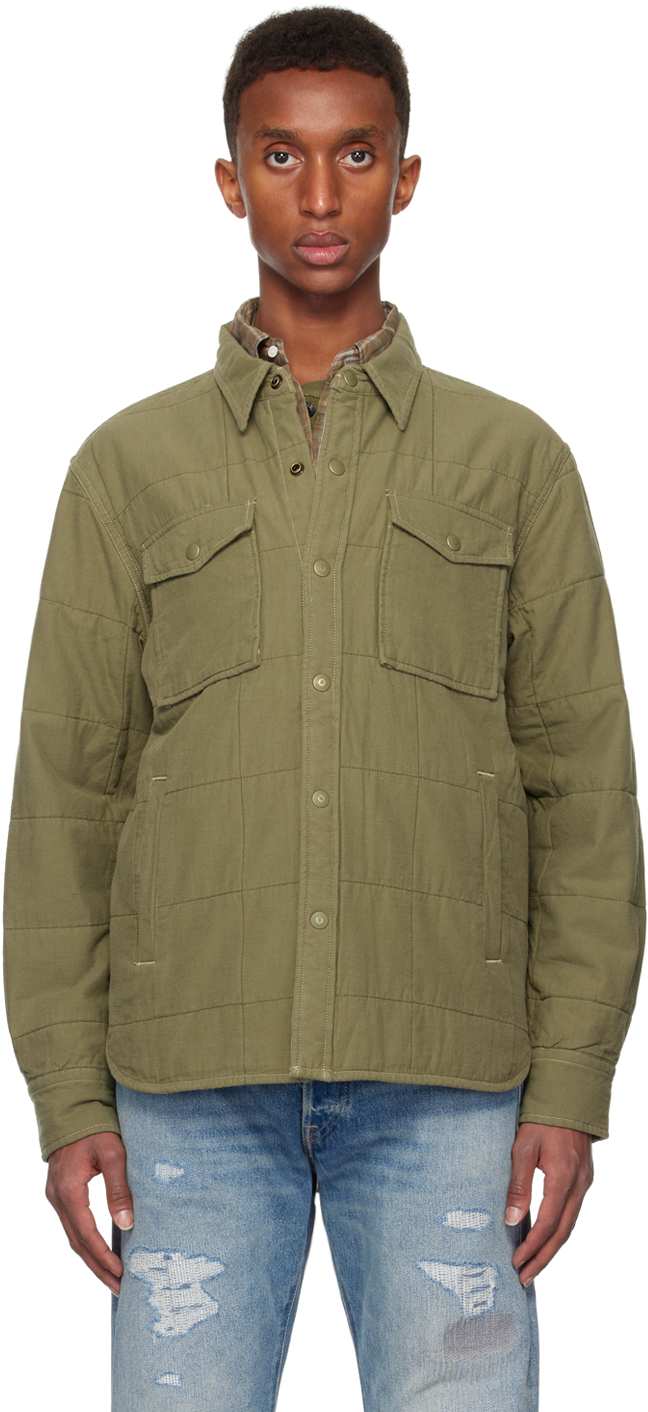 RRL KHAKI QUILTED TWILL SHIRT JACKET 