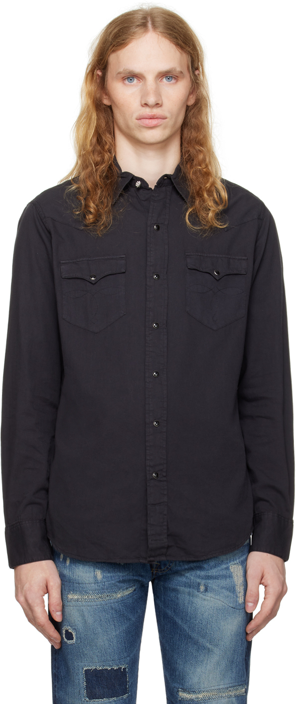 Black Slim Fit Western Shirt