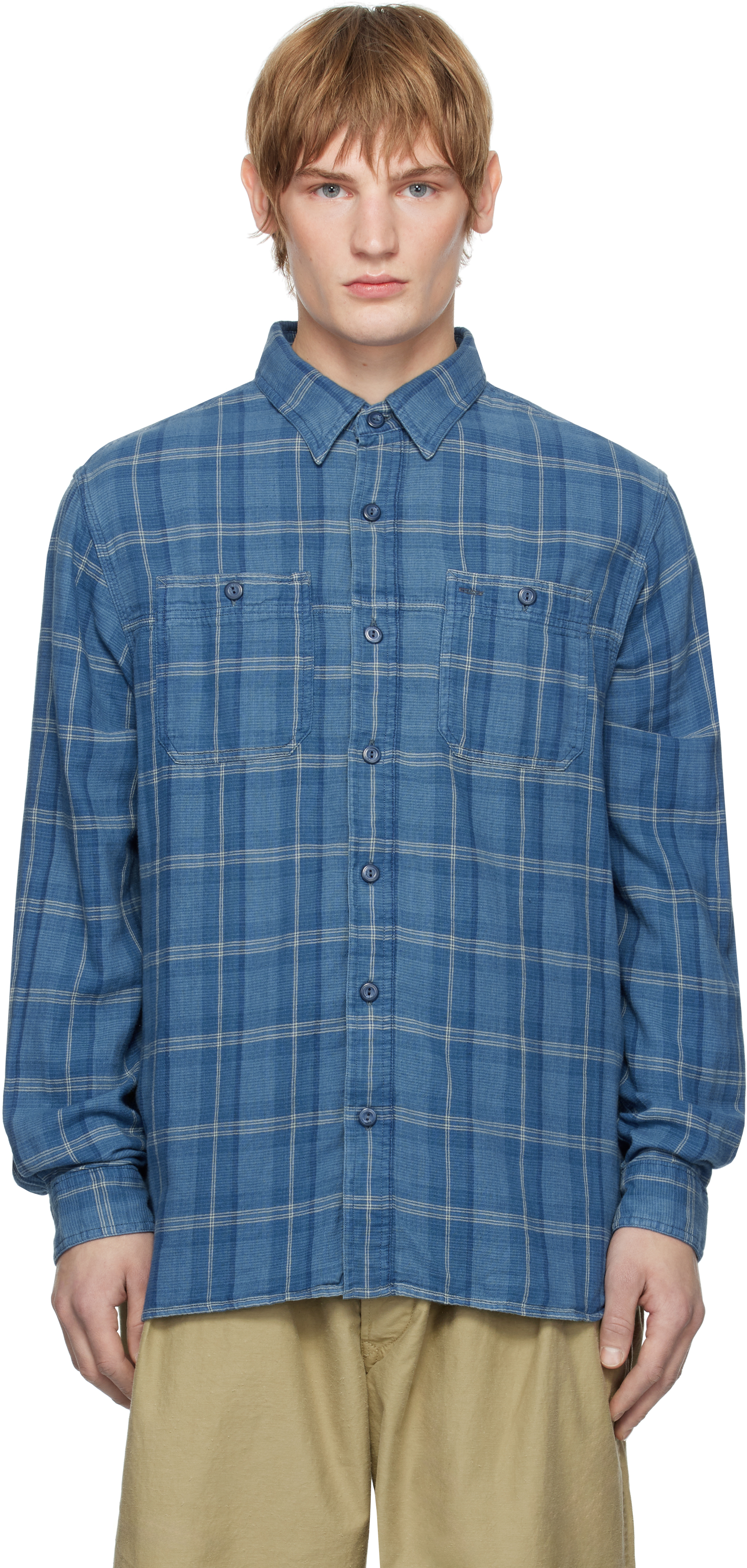 Indigo Plaid Double-Faced Work Shirt