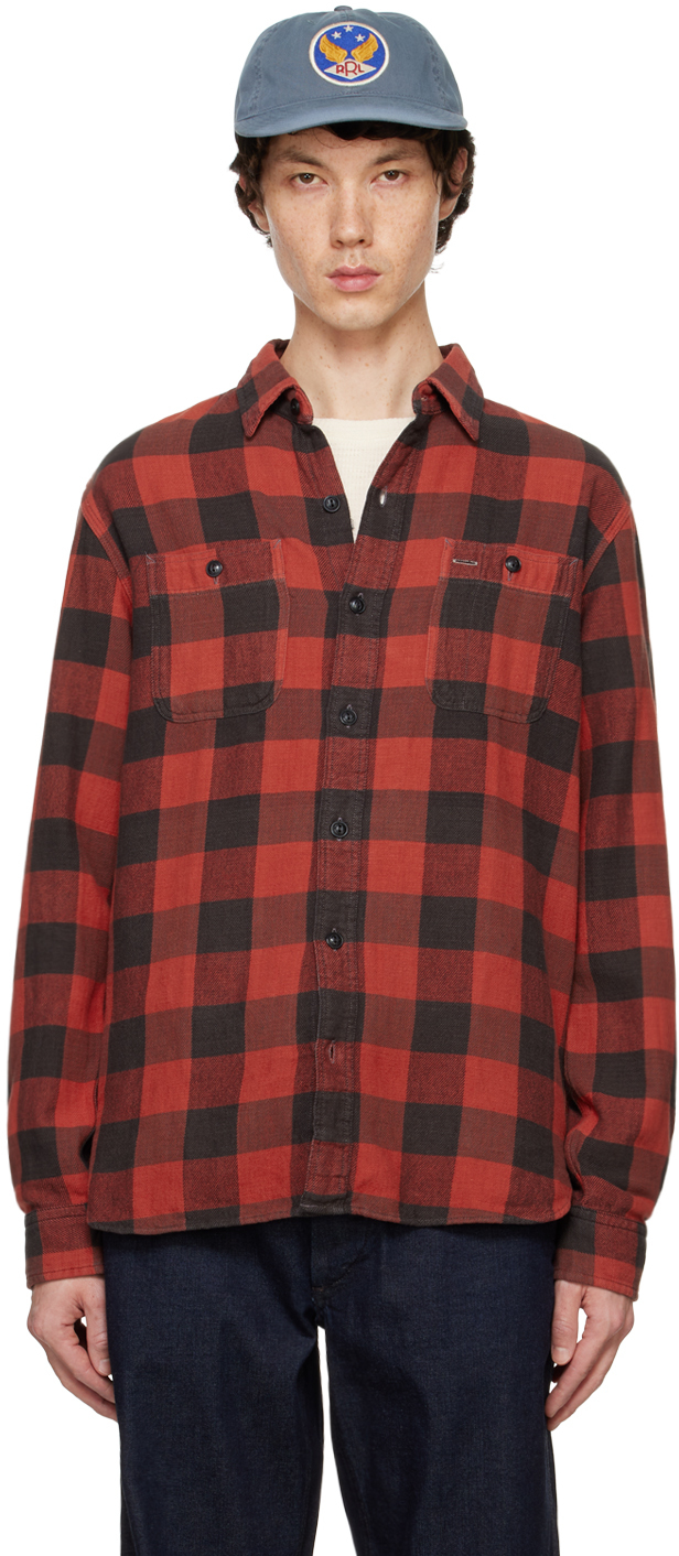 Red & Black Plaid Twill Shirt by RRL on Sale