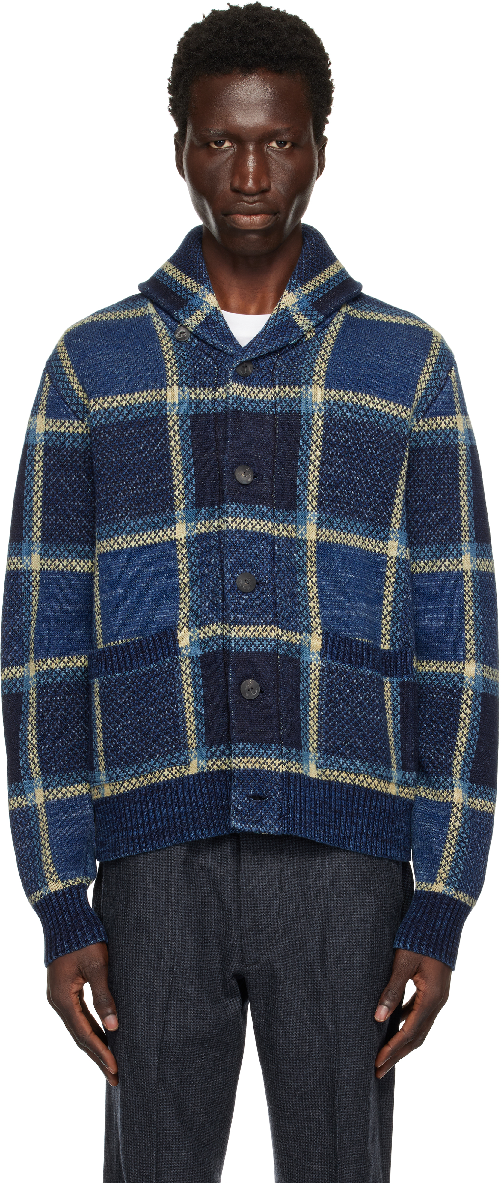 Blue Plaid Cardigan