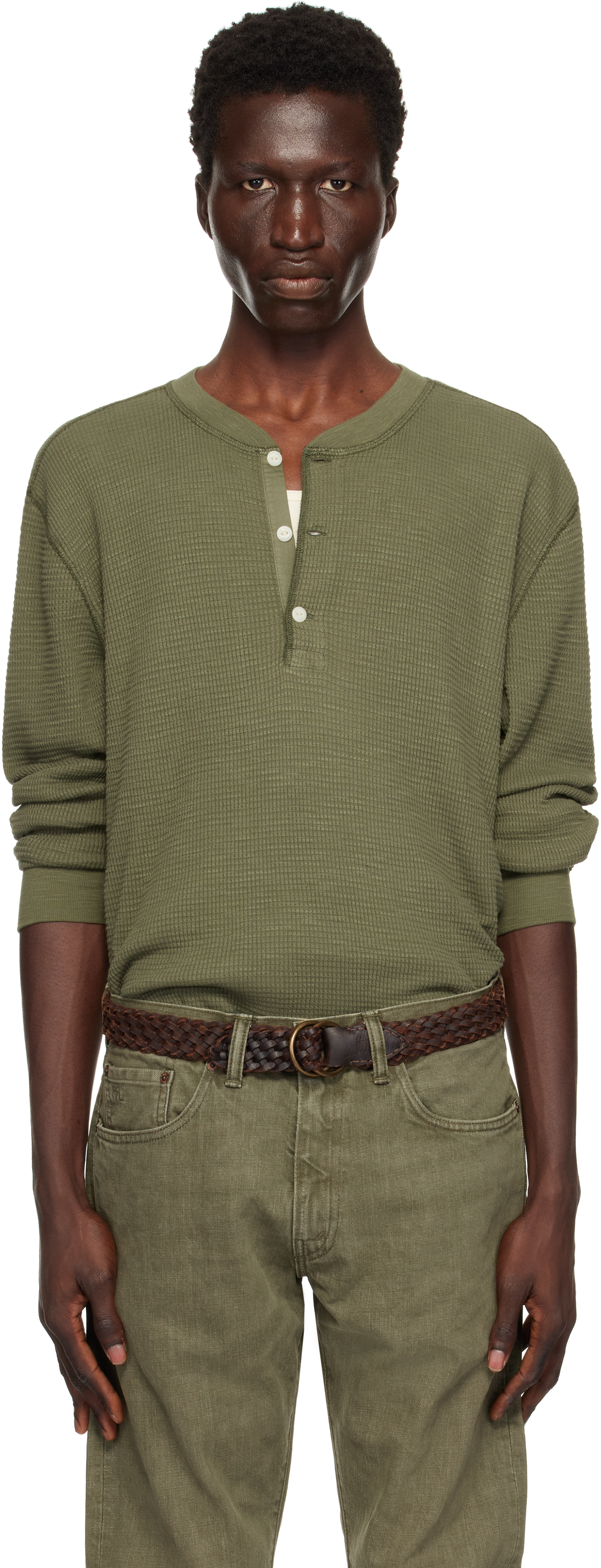 Khaki Garment-Dyed Henley