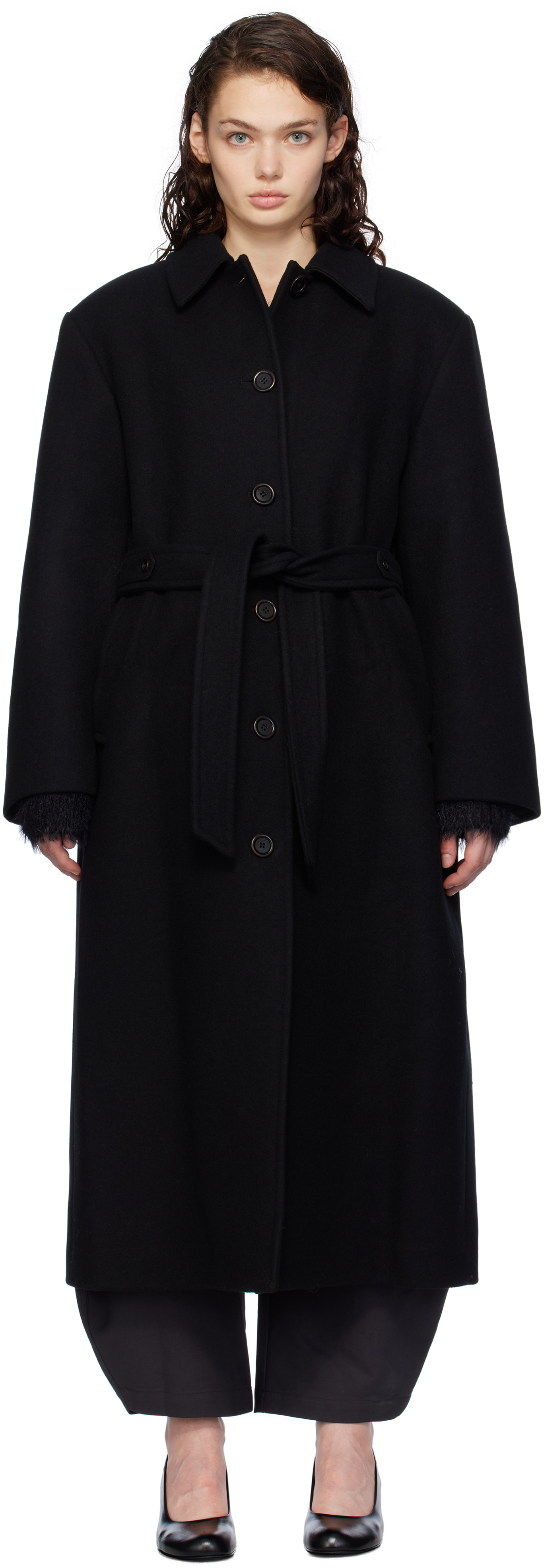 Black Single-Breasted Maxi Long Coat