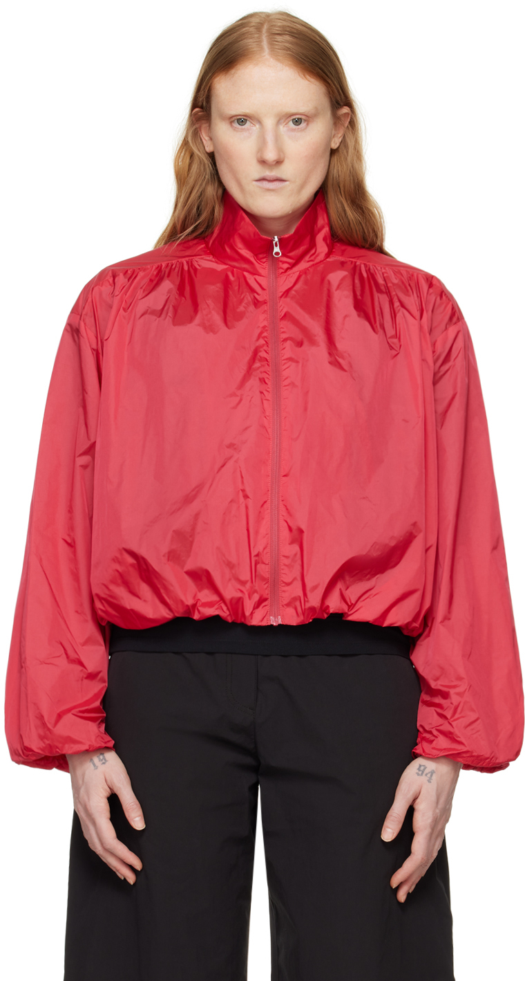 Shop Amomento Red Shirred Jacket
