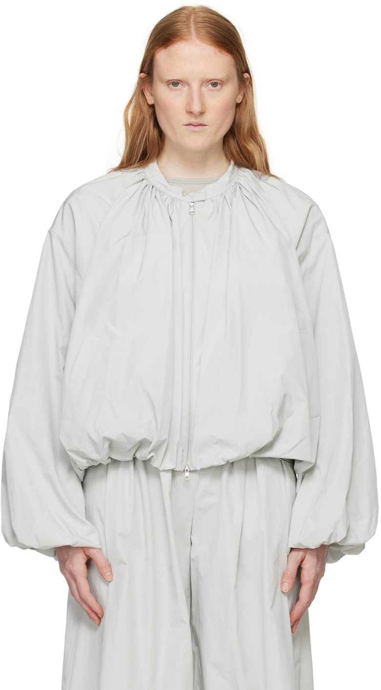 Shop Amomento Gray Shirred Jacket In Light Grey