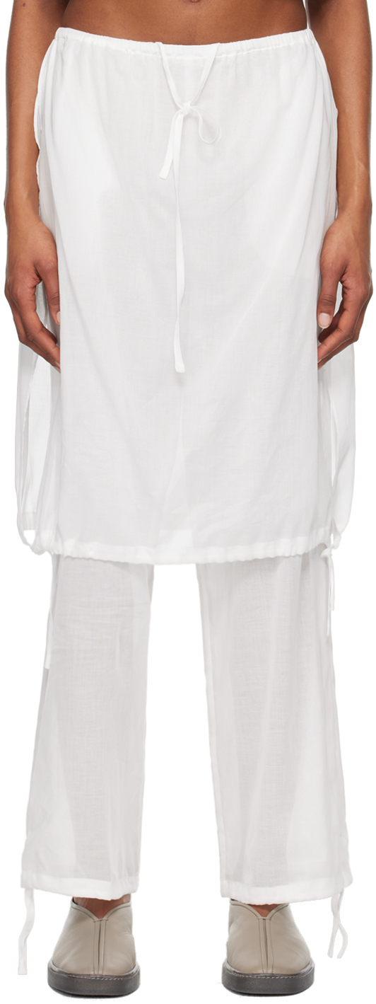 Amomento White Banding Trousers In White Texture