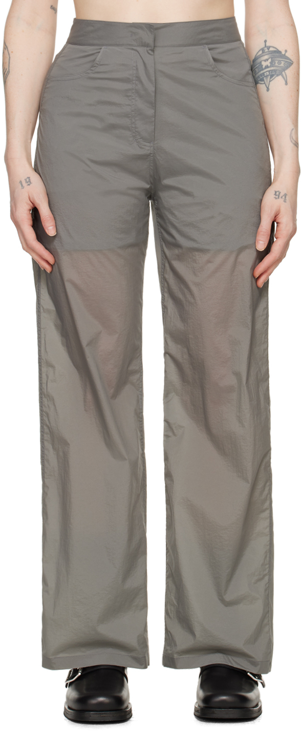 Shop Amomento Gray Layered Reversible Trousers In Grey