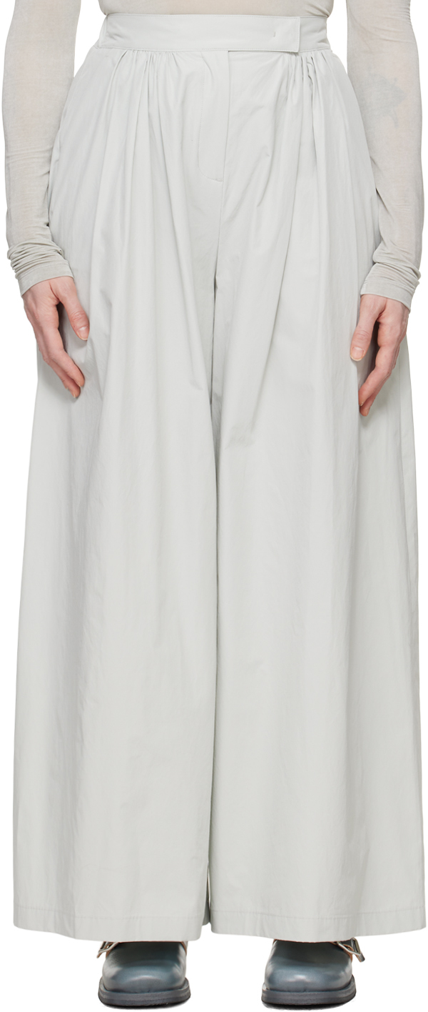 Shop Amomento Gray Shirred Trousers In Light Grey