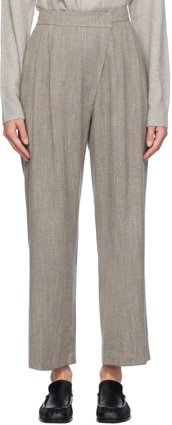 Gray Wrap Trousers by AMOMENTO on Sale