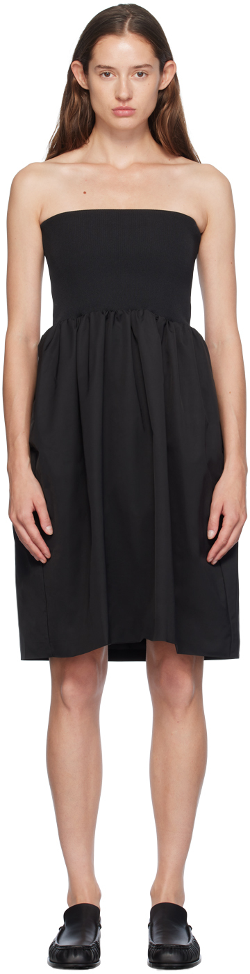 Shop Amomento Black Shirring Flare Midi Skirt