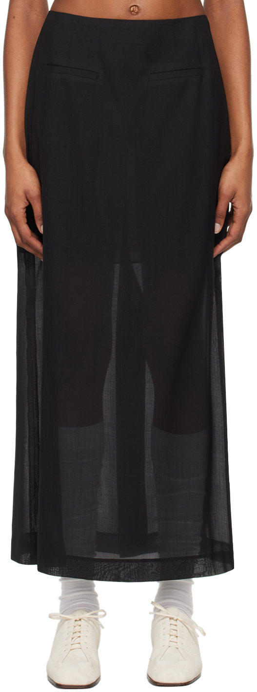 スカート AMOMENTO sheer maxi long skirt Amomento Amomento Sheer Maxi Long Skirt in Black | Parallel