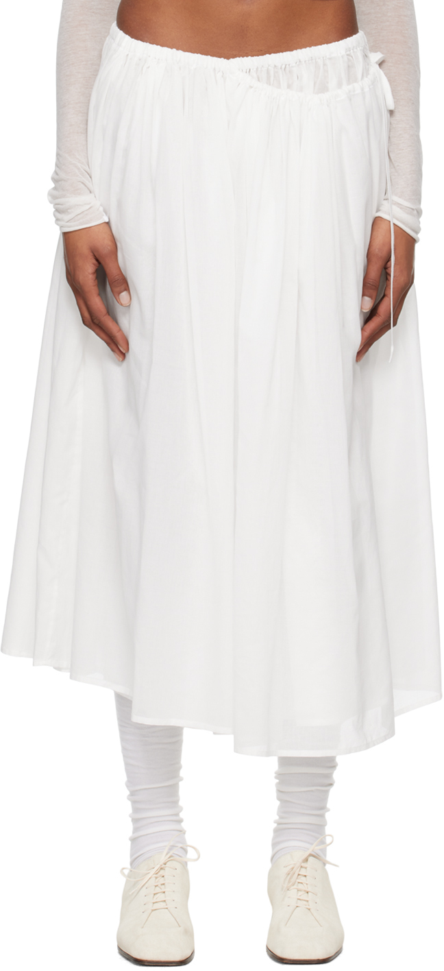 White Shirring Maxi Skirt