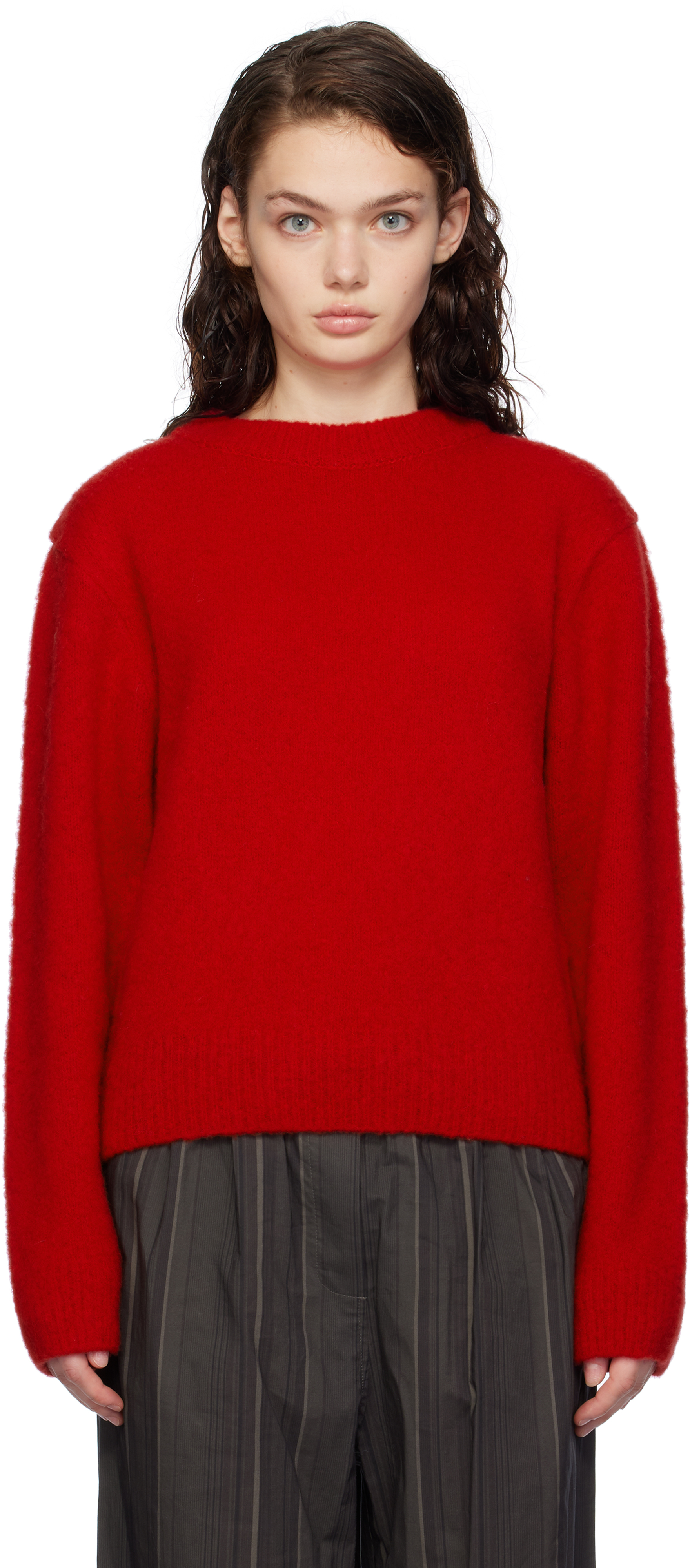 Red Fluffy Brushed Sweater