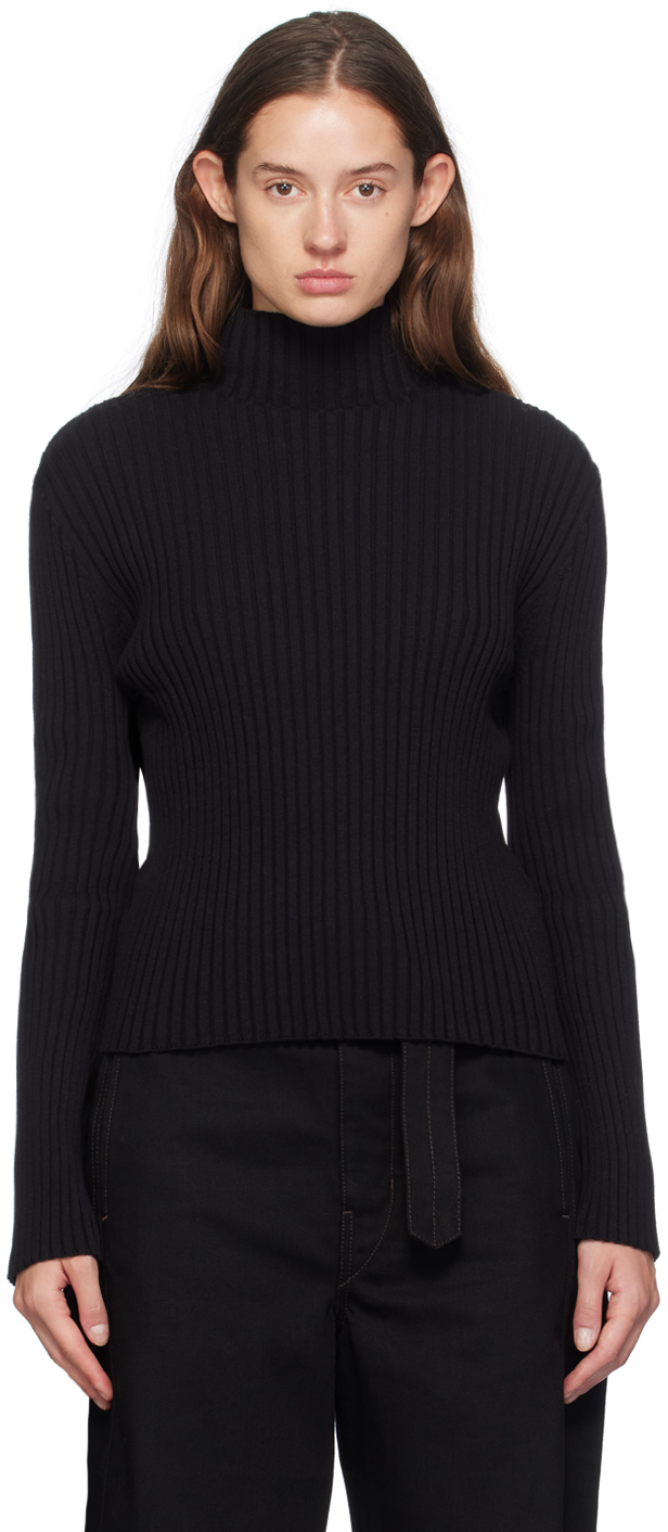 Shop Amomento Black Ribbed Turtleneck