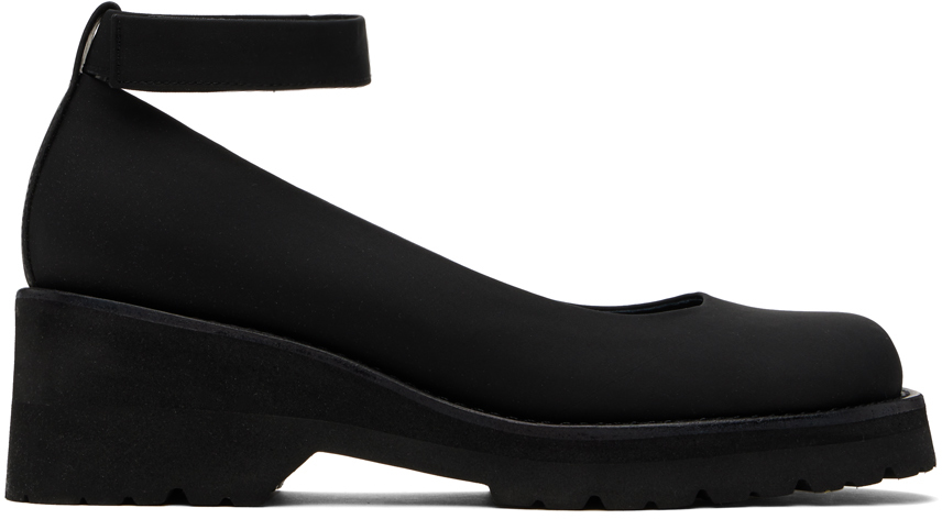 Black Round Toe Strap Ballerina Flats