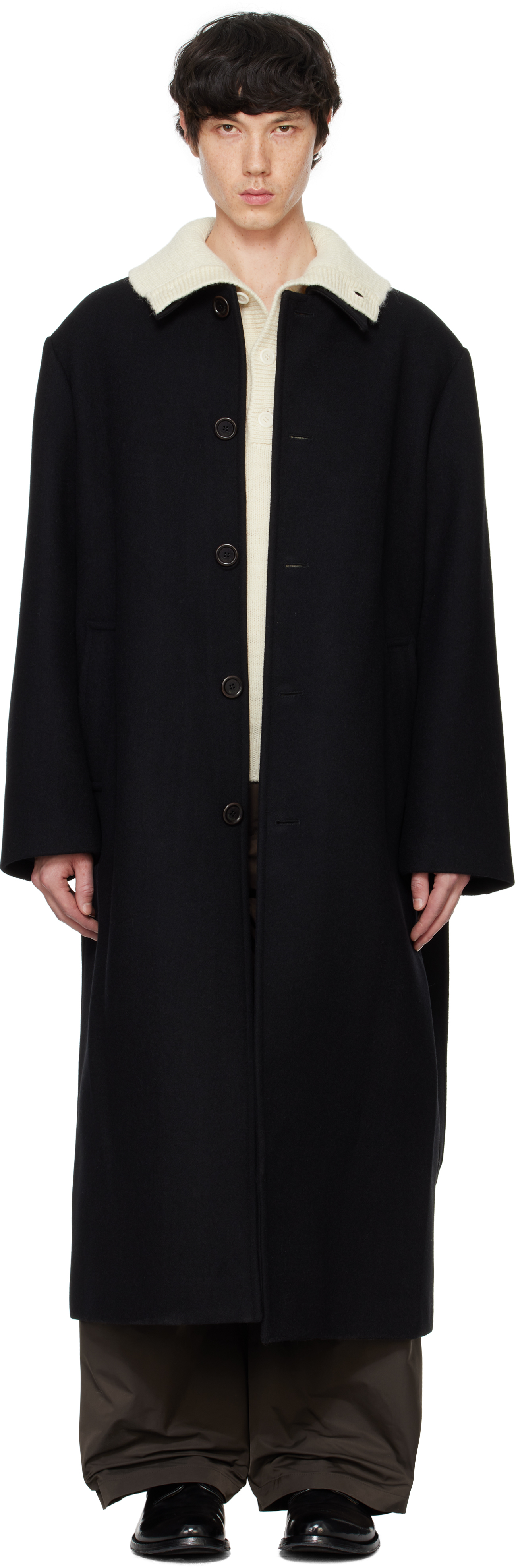 Black Single-Breasted Long Coat