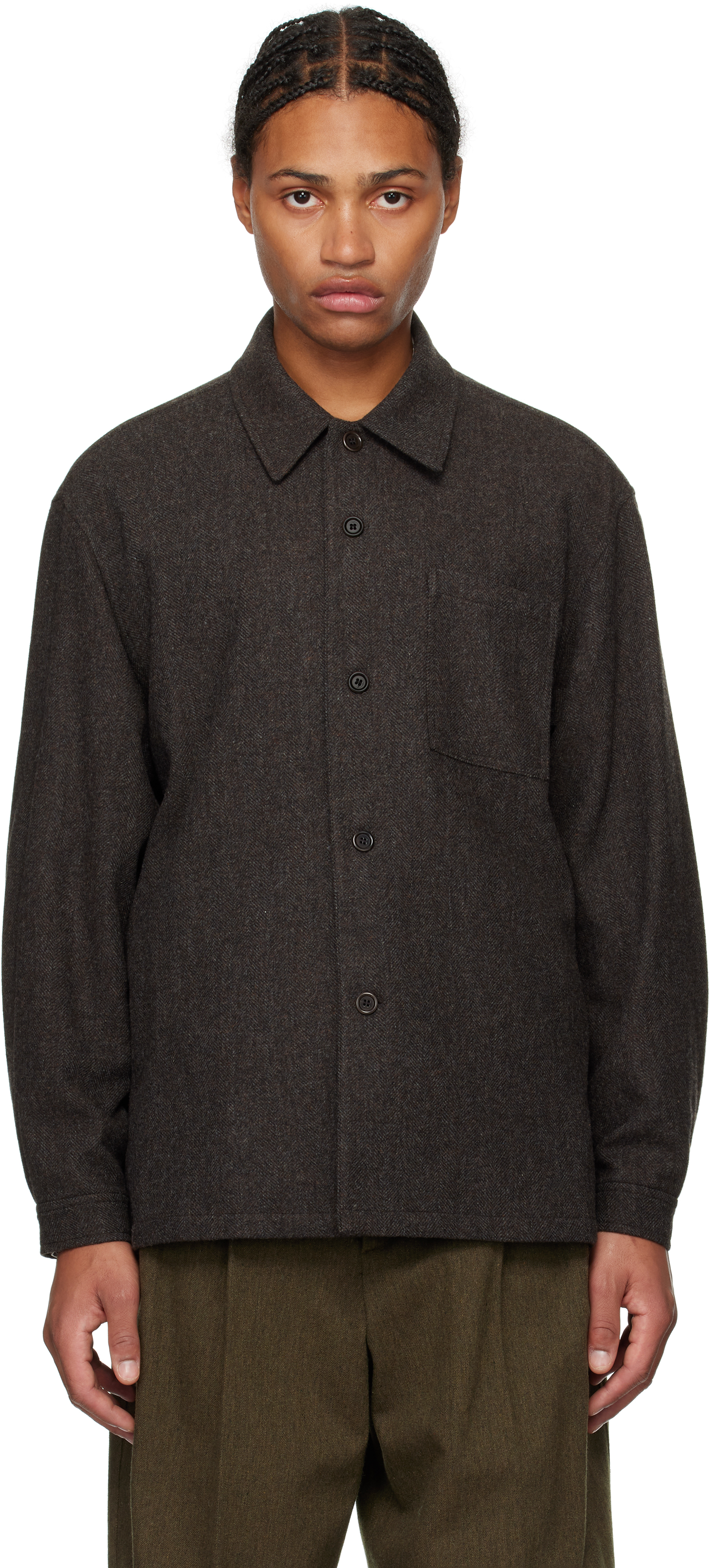 Brown Wool Overshirt