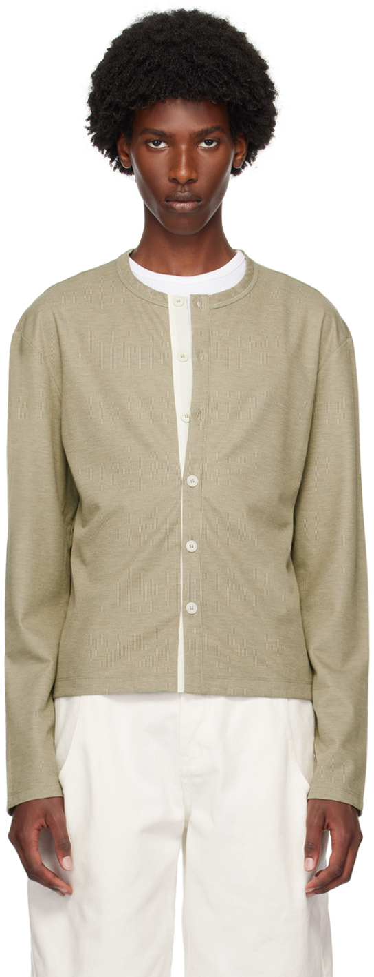 Khaki Slim Fit Cardigan