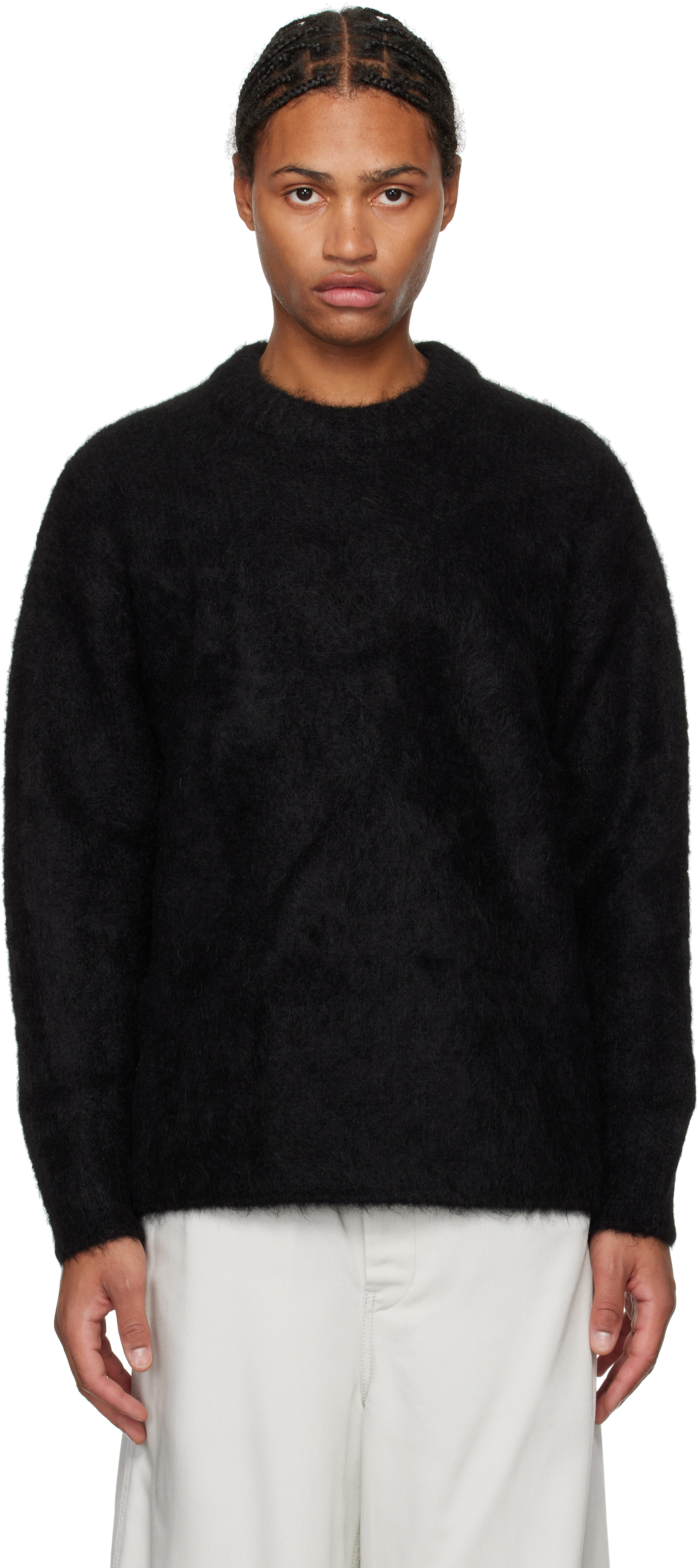 Shop Amomento Black Alpaca Round Neck Sweater