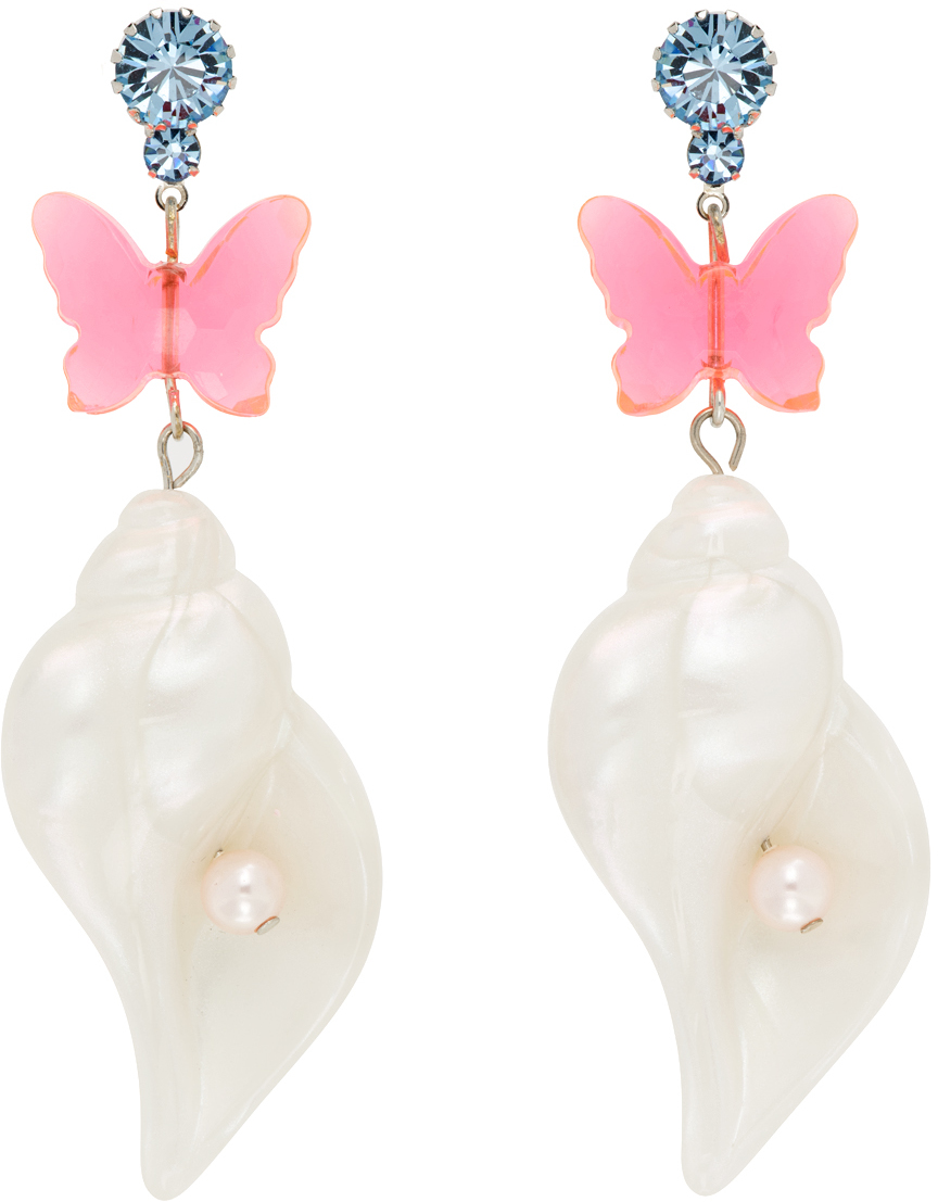 SSENSE Exclusive Pink & White Tarina Tarantino Edition Pearl In The Shell Earrings