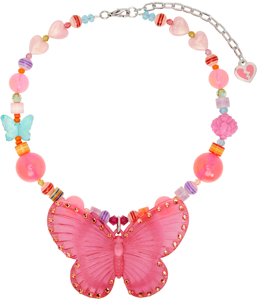 SSENSE Exclusive Pink & Multicolor Tarina Tarantino Edition Butterfly Brit Charm Necklace