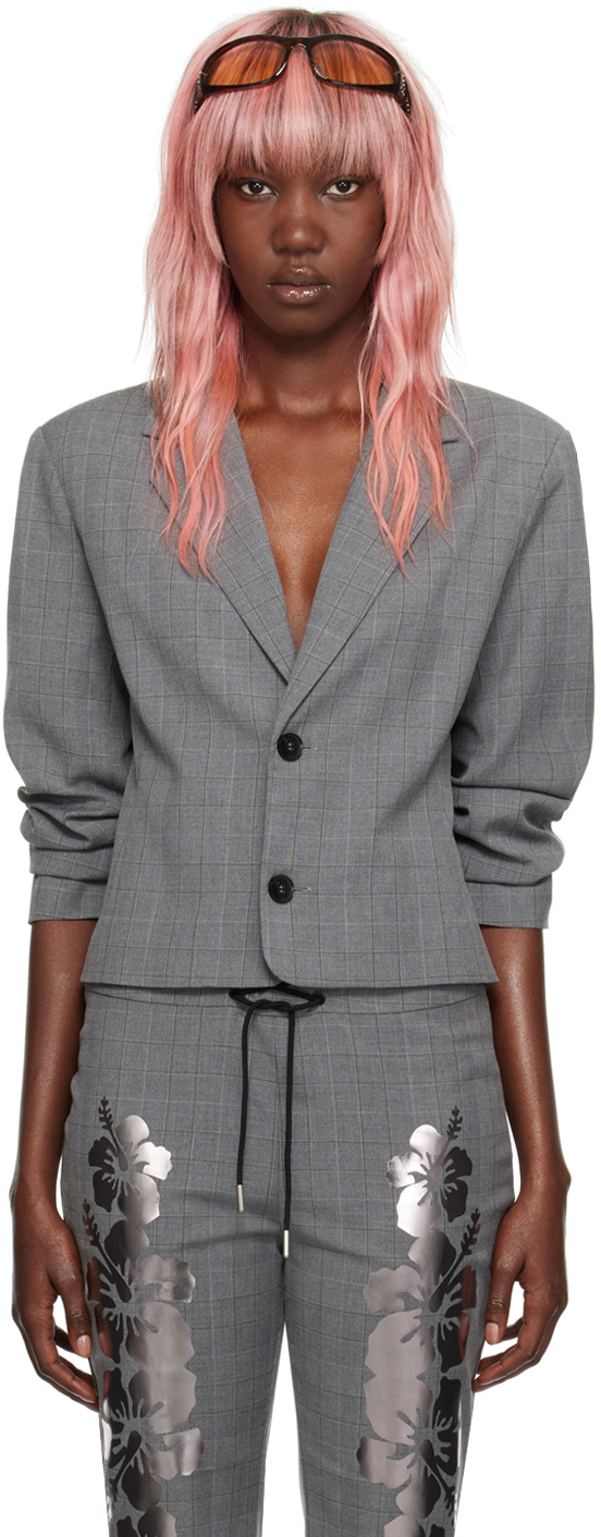 SSENSE Exclusive Gray Mimi Wade Edition Shrunken Blazer