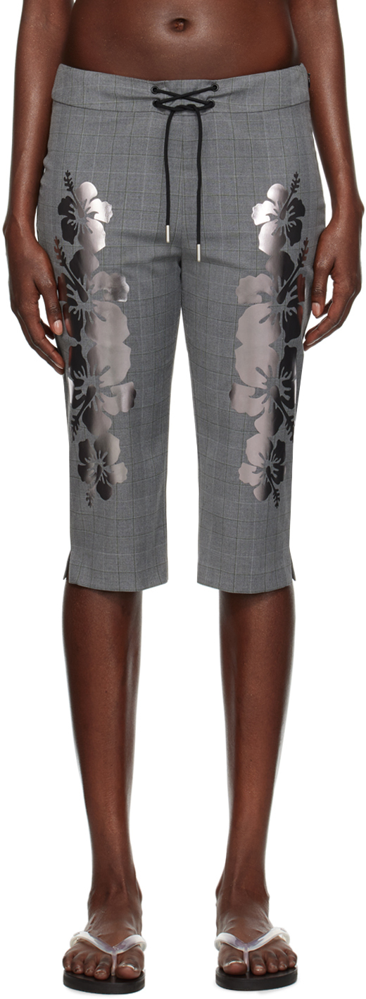 SSENSE Exclusive Gray Mimi Wade Edition Prince Wales Printed Shorts