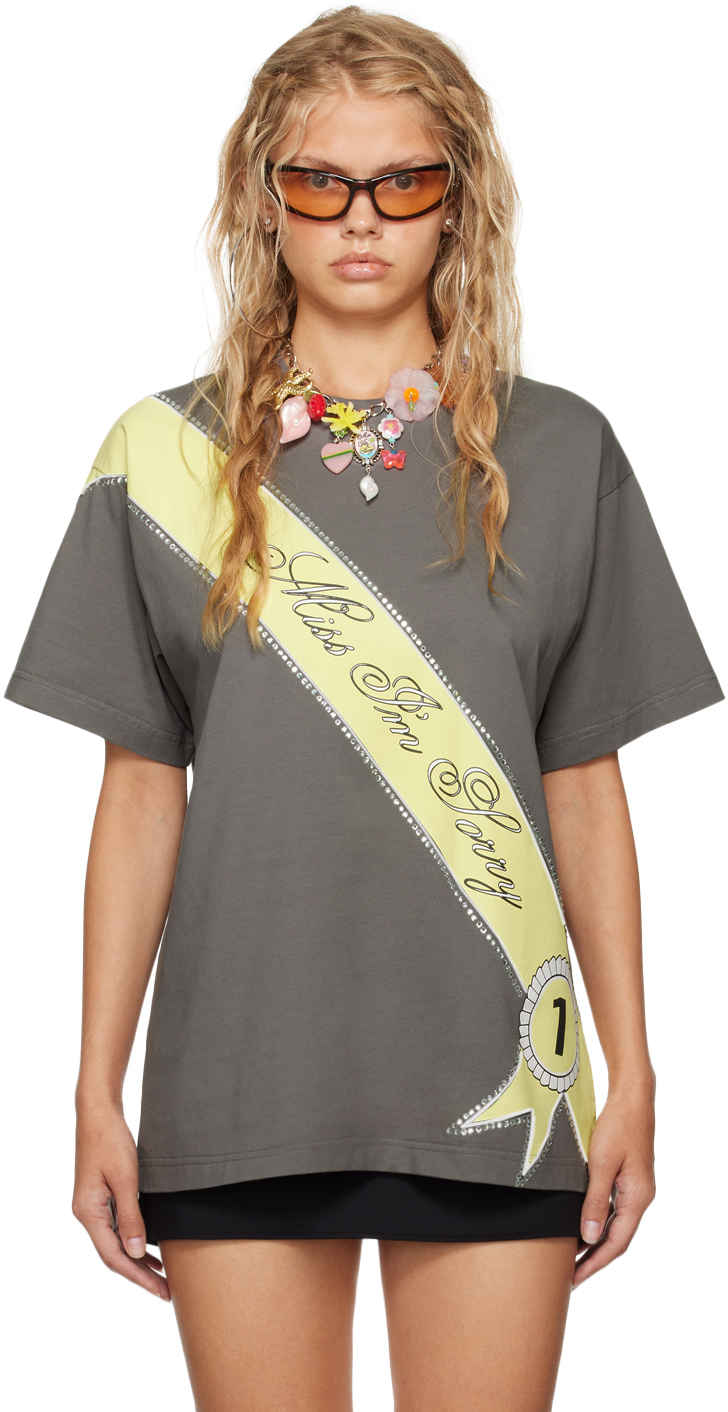 I m Sorry by Petra Collins SSENSE Exclusive Gray Mimi Wade Edition Oversized T Shirt SSENSE