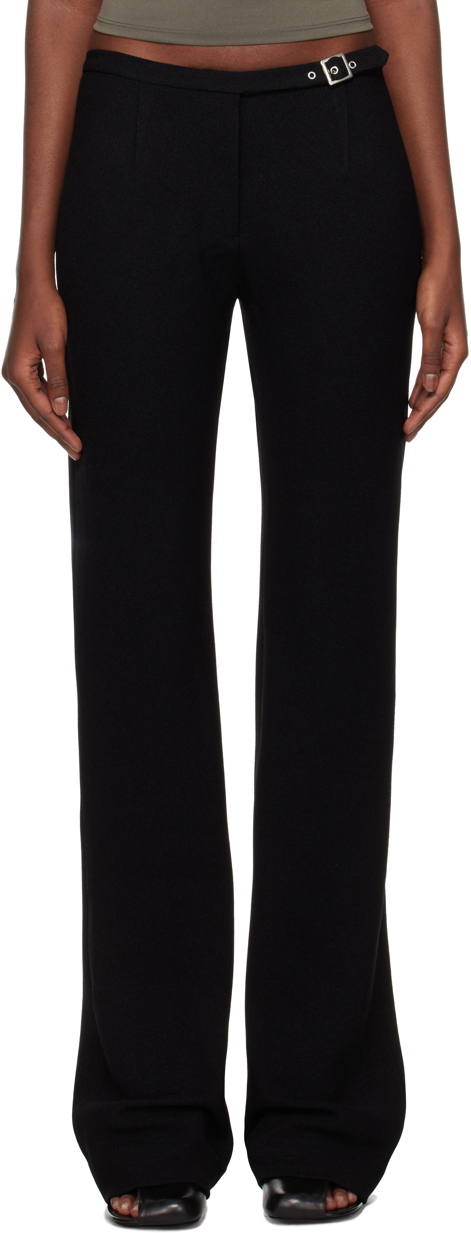 Black 09 Sleek Belted Trousers