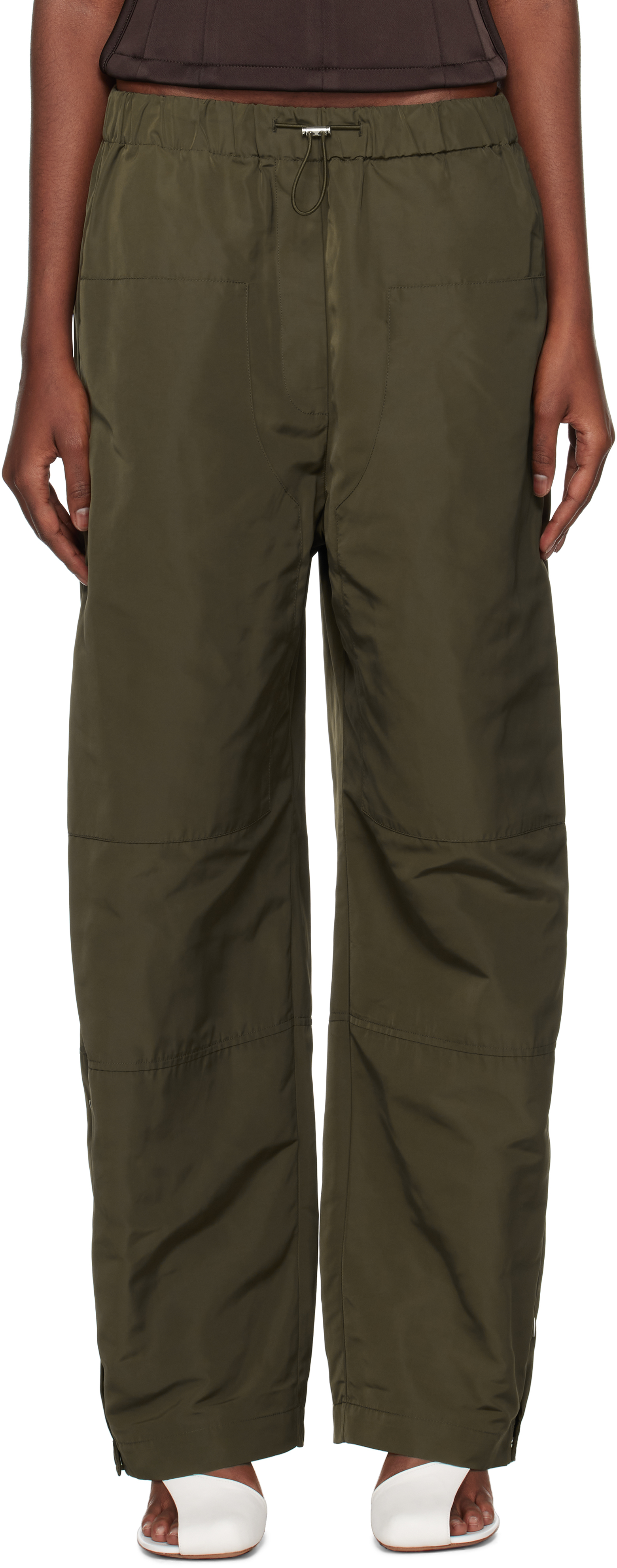 Shop Paris Georgia Khaki Elemental Parachute Trousers In Seaweed