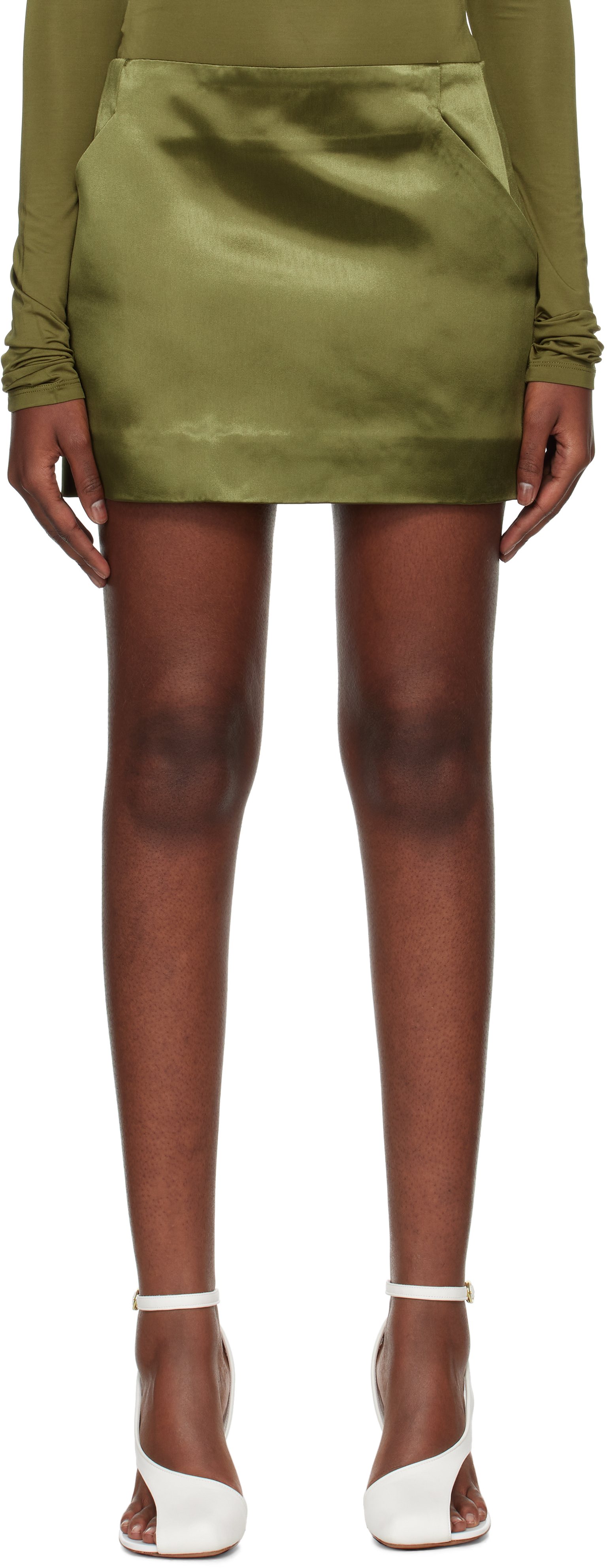 Shop Paris Georgia Green 09 Cass Miniskirt In Olive