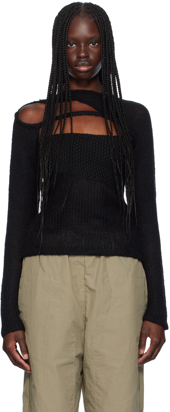 Shop Paris Georgia Black Mixed Stitch Sweater