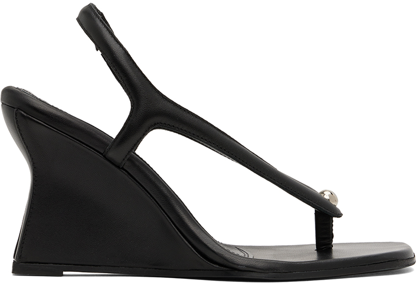 Black Valentina Wedge Heeled Sandals