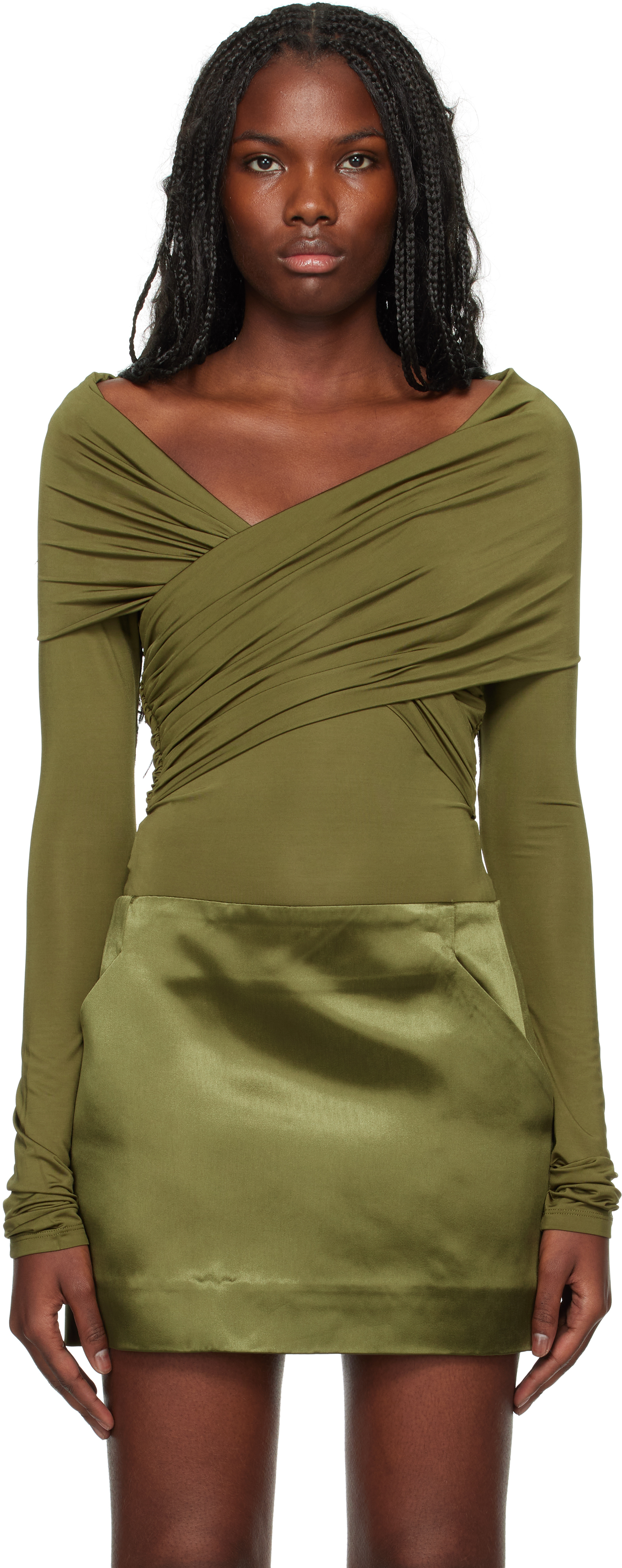 Shop Paris Georgia Green 09 Otto Bodysuit In Olive