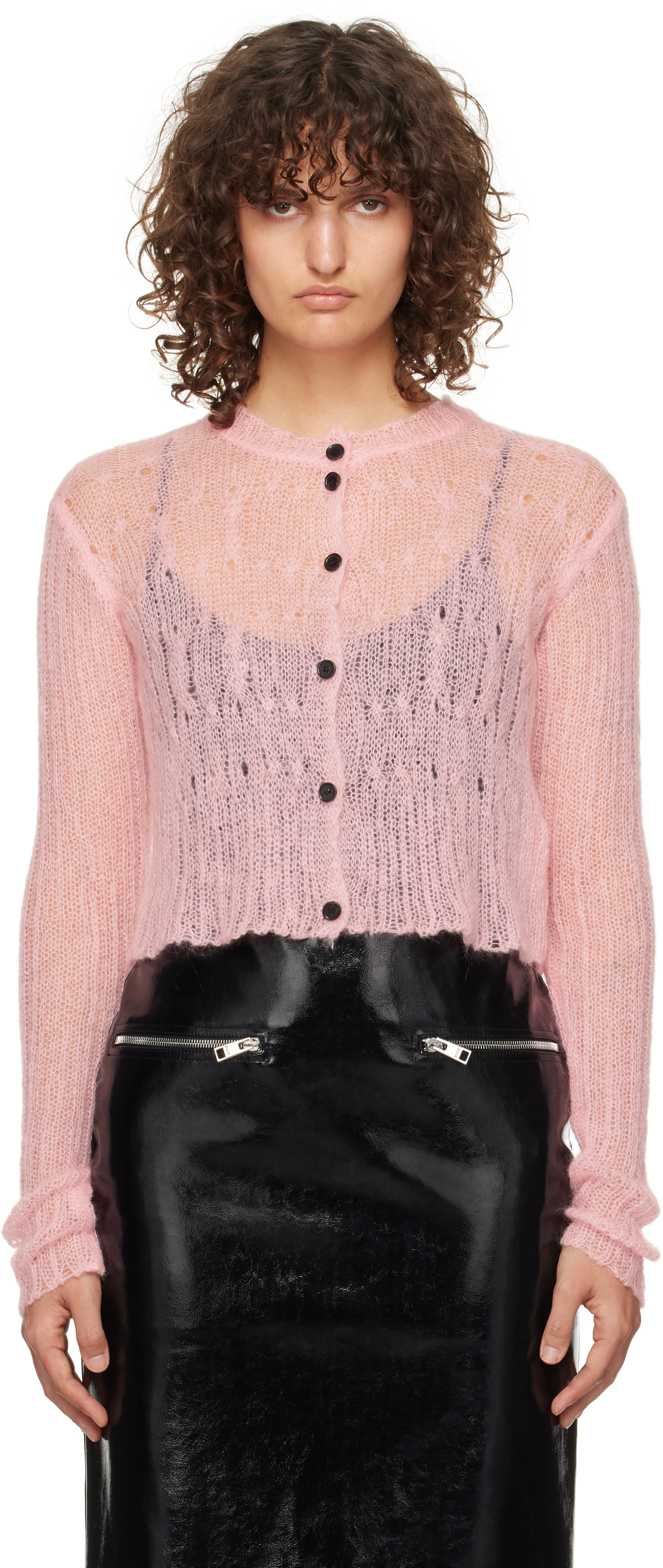 Msgm Pink Knitted Cardigan In 12 Pink