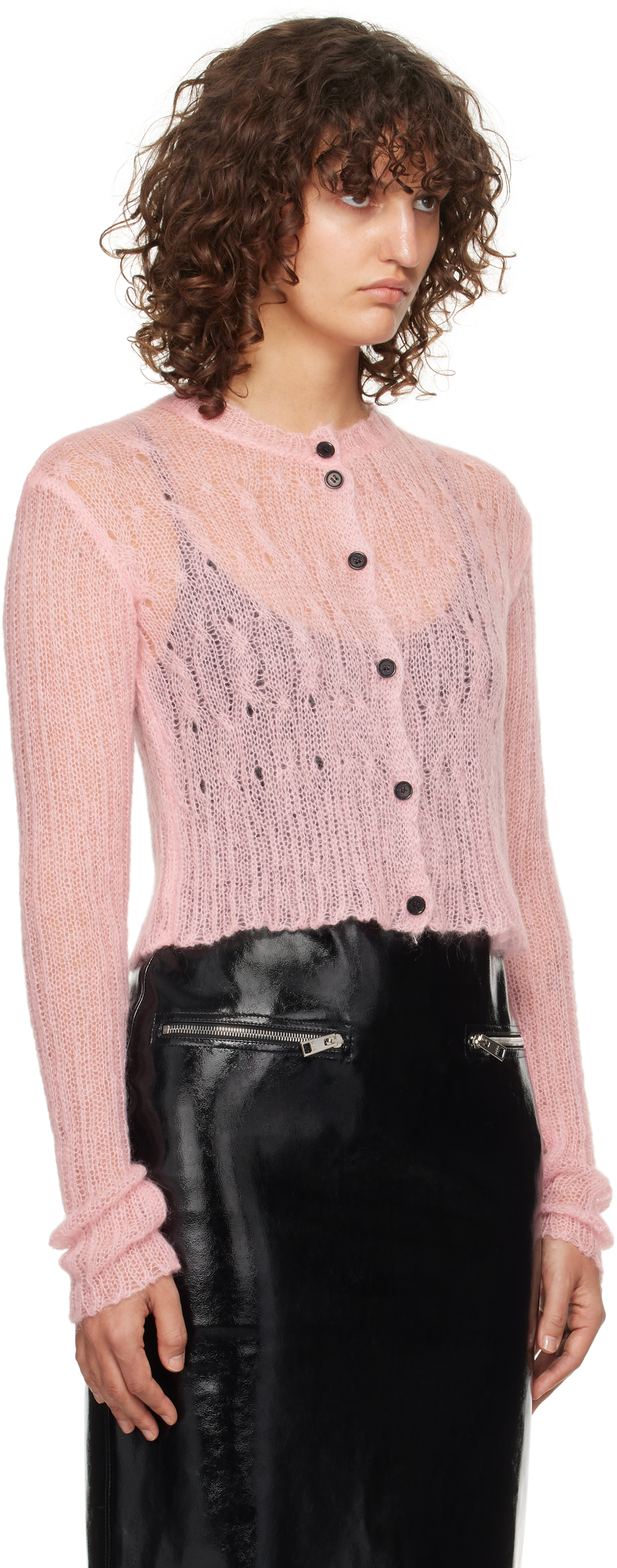 Msgm Long Sleeve Knitted Cardigan In 12 Pink
