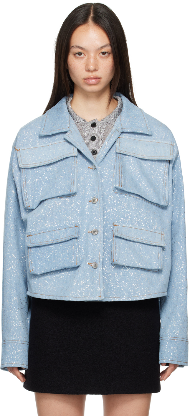 Blue Paint Splatter Denim Shirt