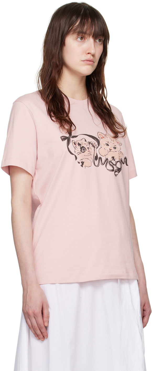 Msgm Pink Kitten T-shirt In 11 Light Pink