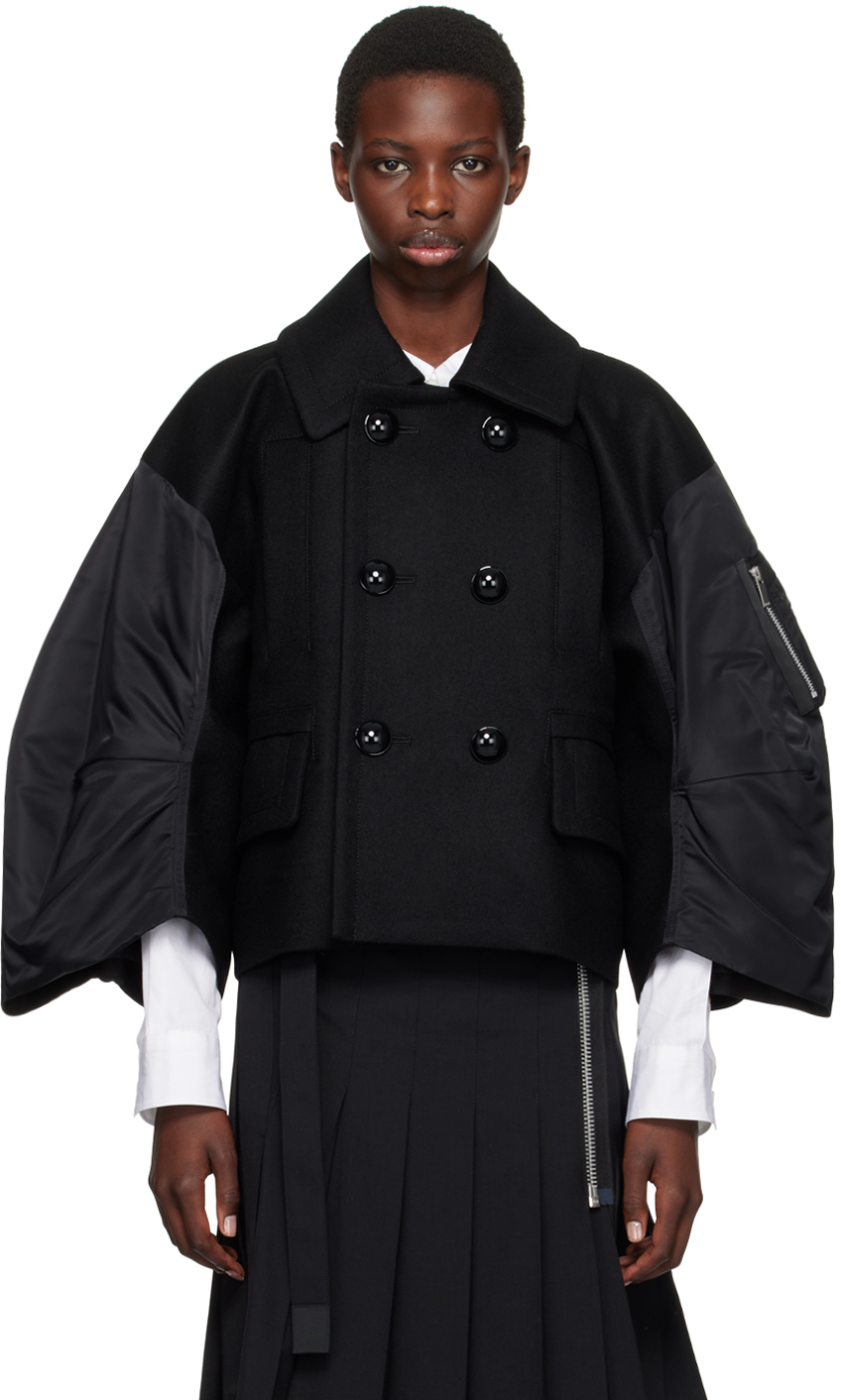 Shop Sacai Black Paneled Jacket In 001 Black