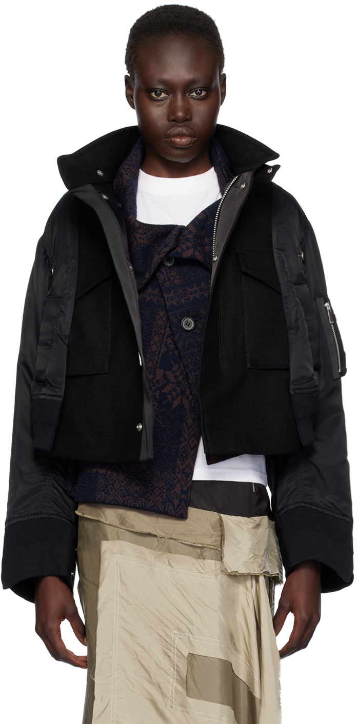 【sacai】ブラック パネル ボンバージャケット sacai: ブラック パネル ボンバージャケット | SSENSE 日本