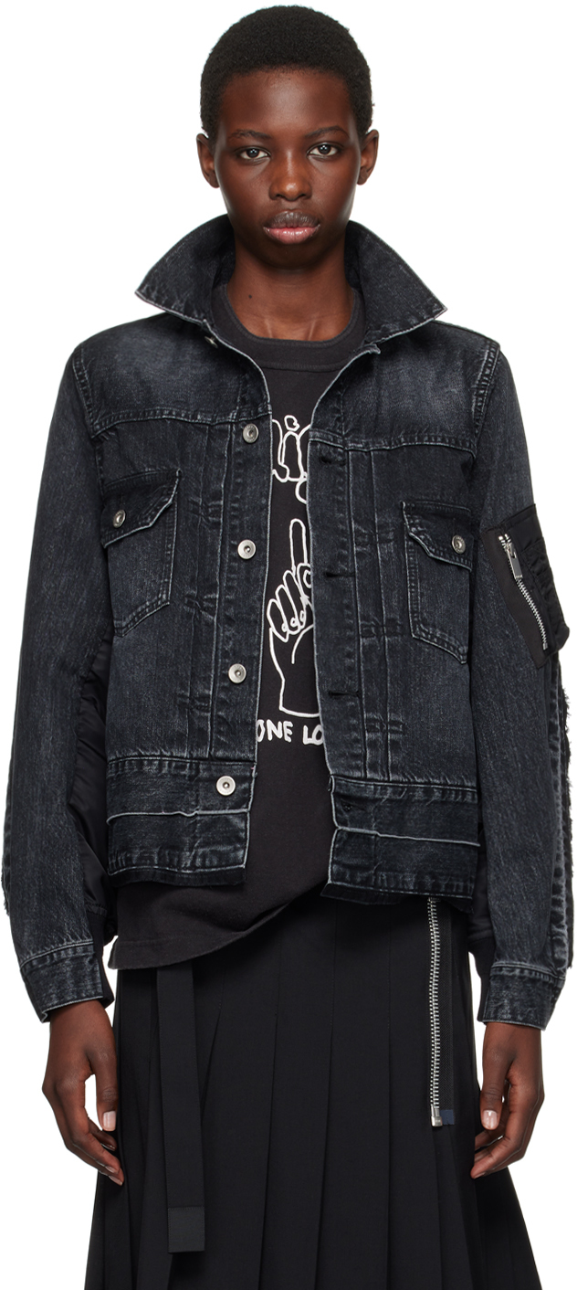 Black Paneled Denim Jacket