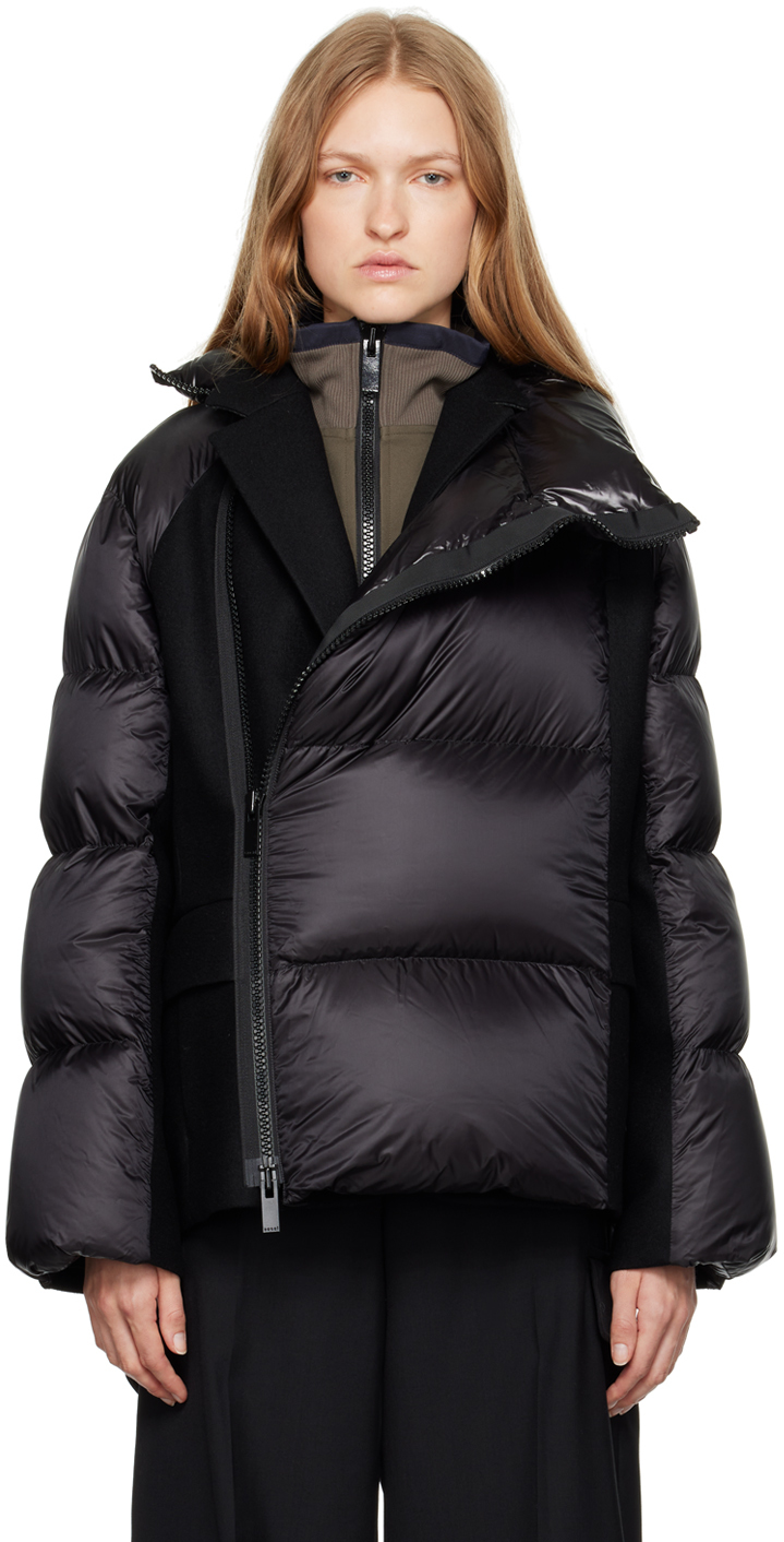 Sacai Black Paneled Down Jacket In 001 Black