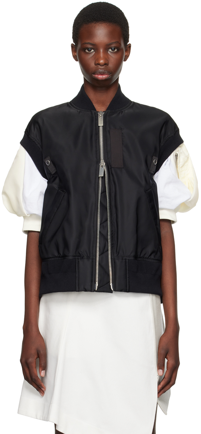 Sacai Nylon Twill Vest In Blue