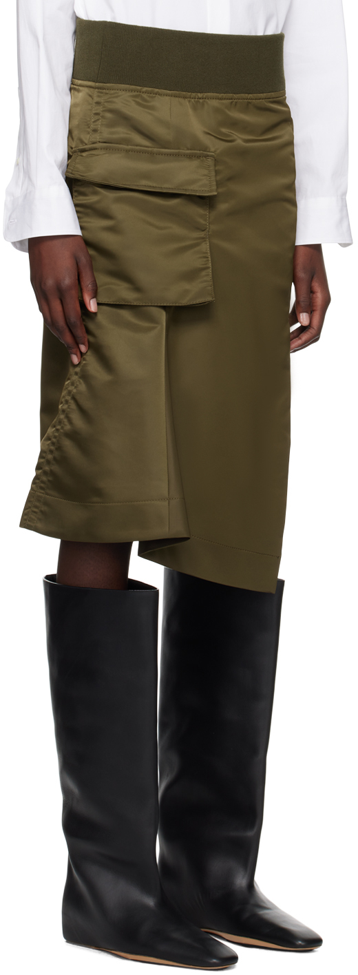 SACAI KHAKI ASYMMETRICAL HEM MINISKIRT