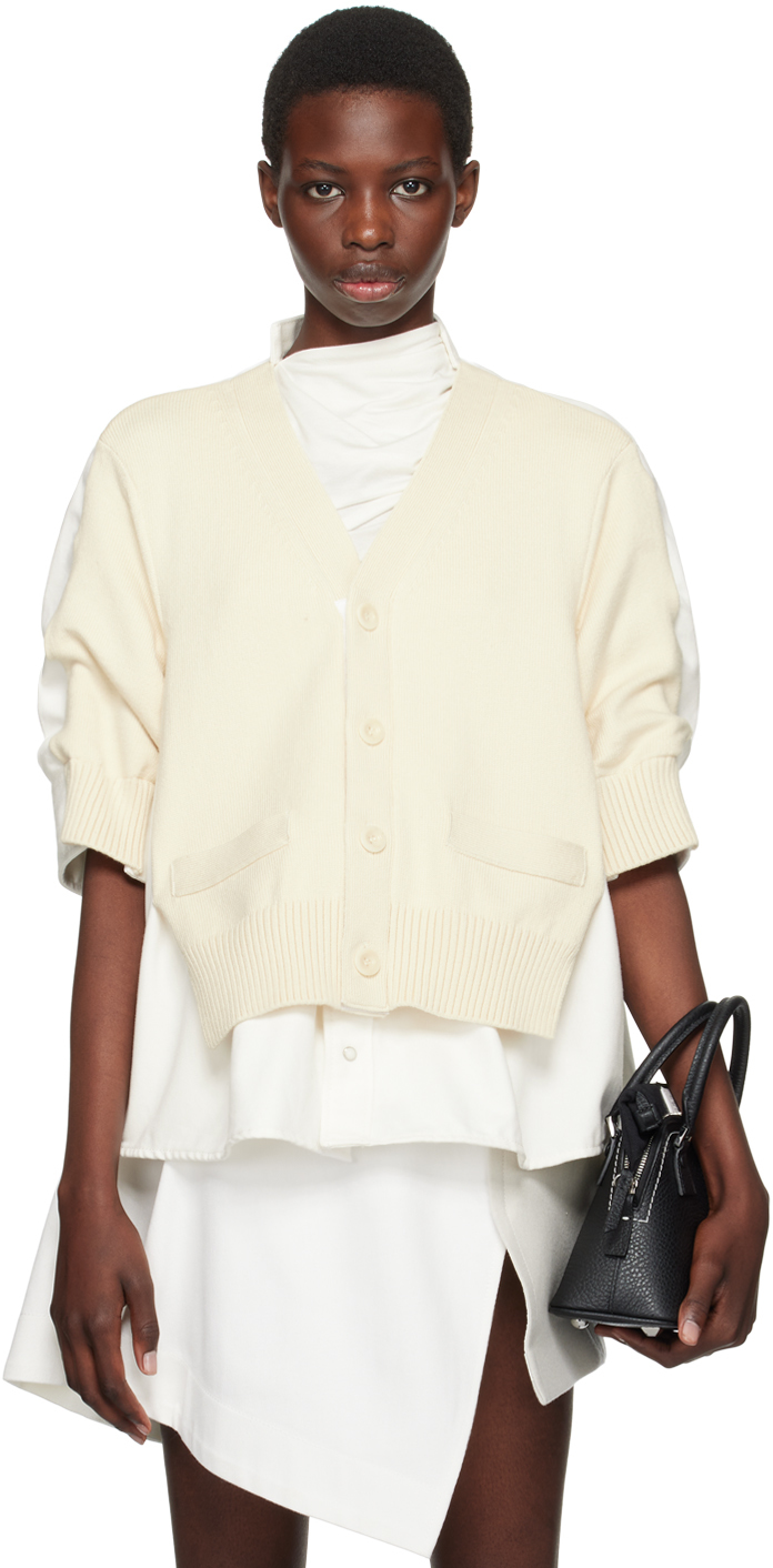 スーパーセール 半額 White & Off-White Shirt Cardigan by sacai on Sale トップス