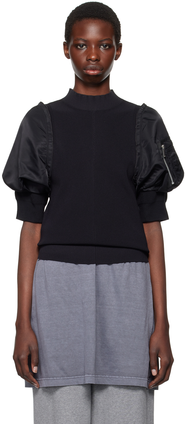 Shop Sacai Black Paneled Sweater In 001 Black