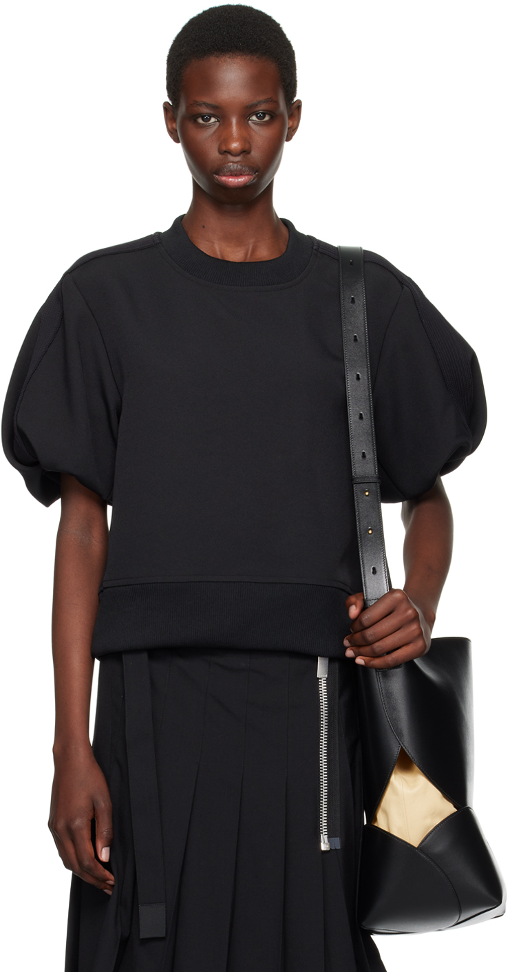 Shop Sacai Black Technical Jersey Sweatshirt In 001 Black