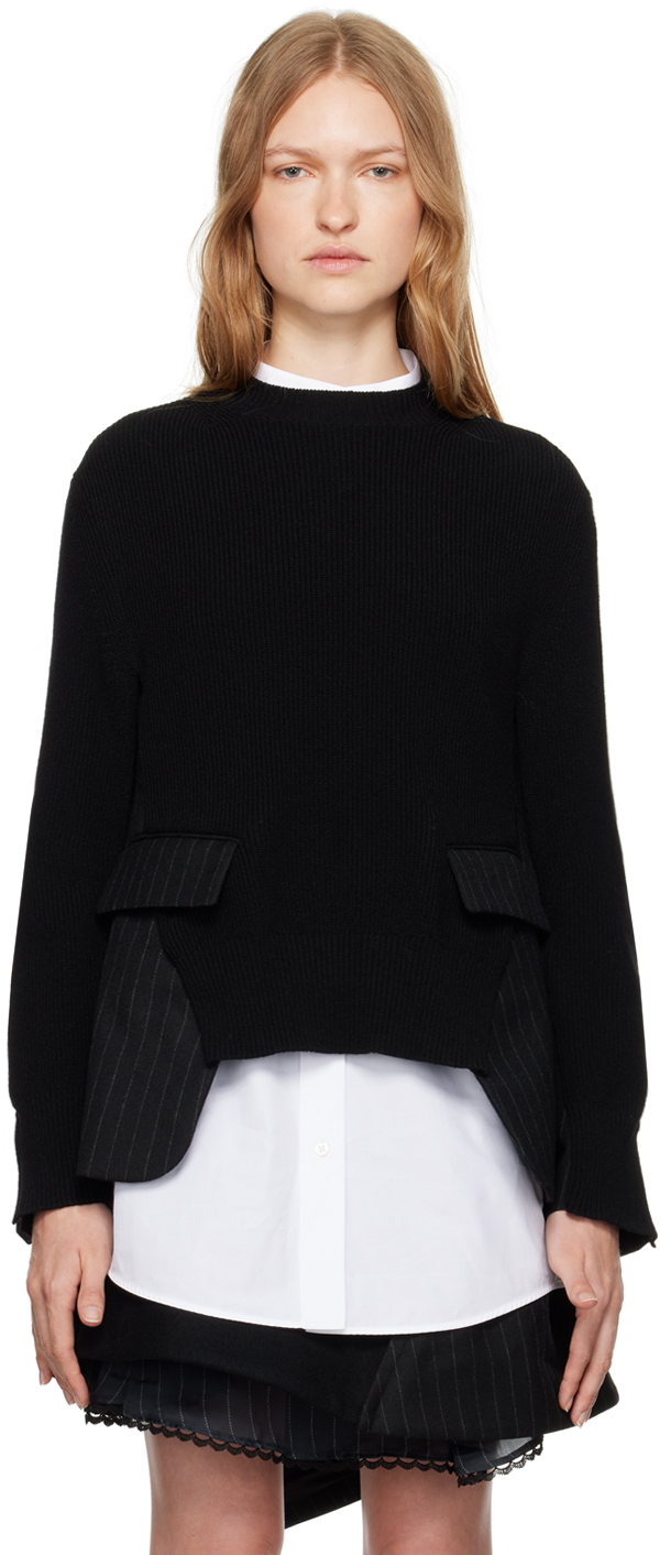 Black Paneled Sweater