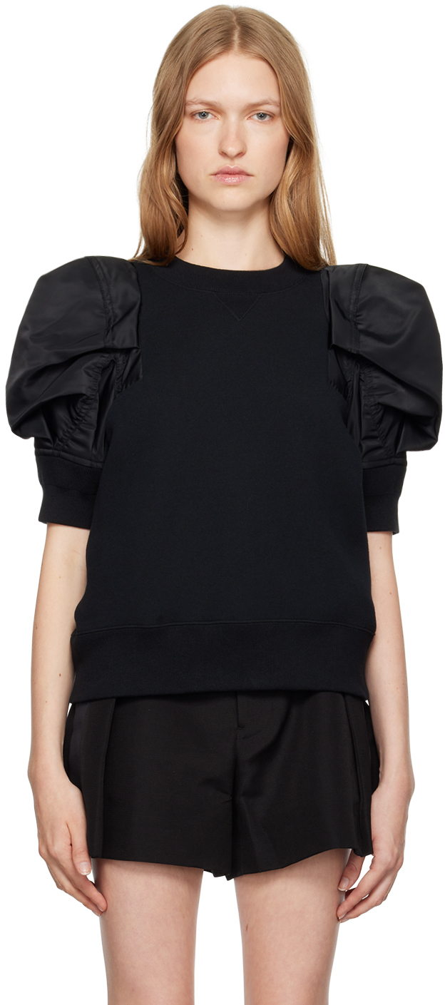 【人気商品!】sacai ブラック パネル スウェットシャツ sacai: ブラック パネル スウェットシャツ | SSENSE 日本